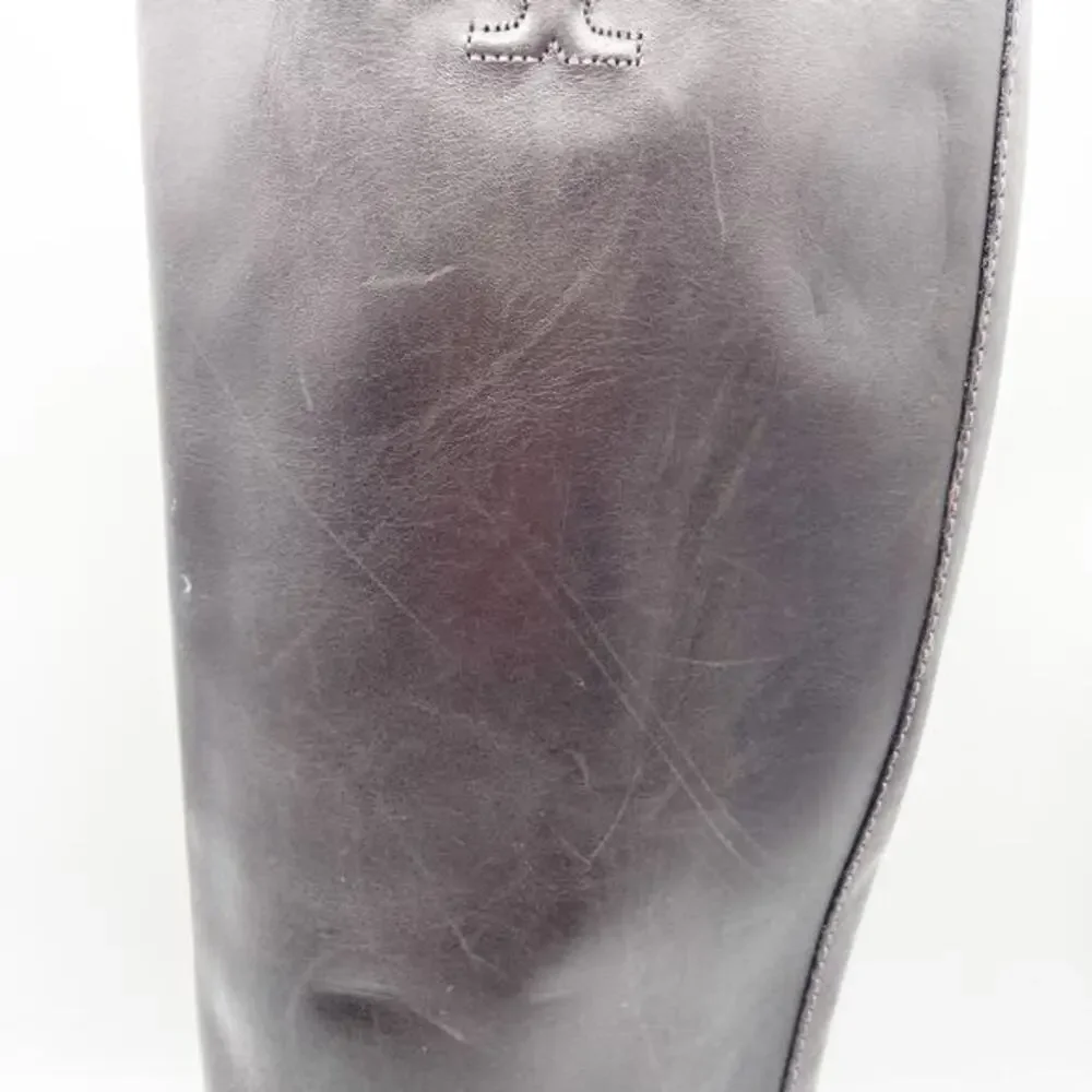 Tory Burch‎ Women's The Riding Boot Logo Embossed Coconut Brown Size 6M
